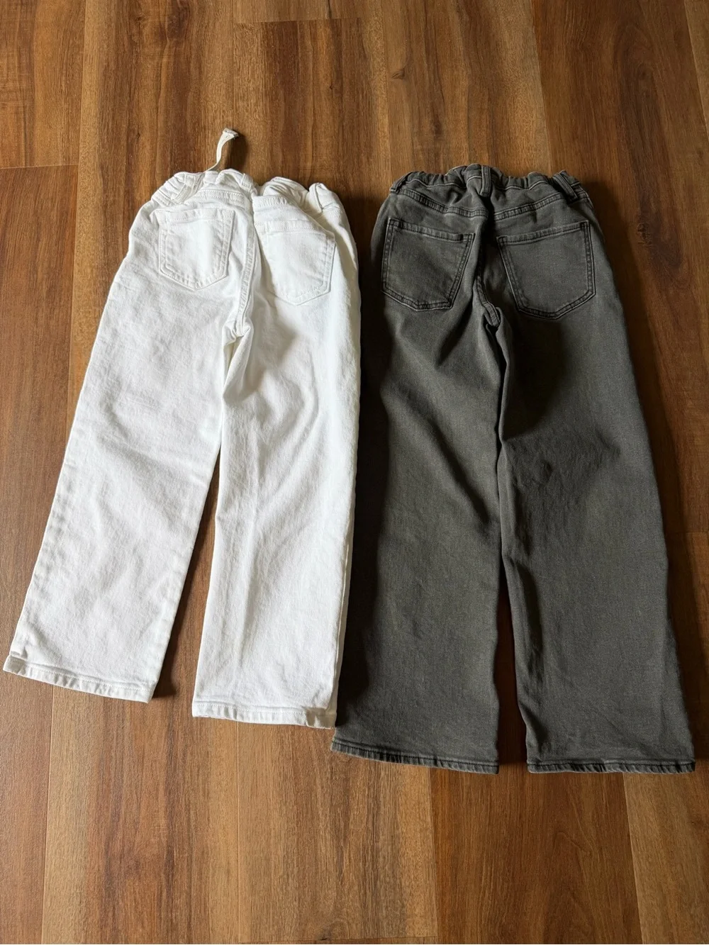Kids Wide-Leg Pants Set - White and washed black with studs Size 7